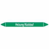 Brady Rohrmarkierer mit Text Heizung Rücklauf