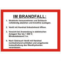 Handhabungsfolie Wandhydrant mit FW-Schlauch nach  DIN 14461-6:2016-10