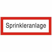 Brandschutzschild mit Text Sprinkleranlage