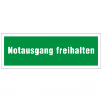 Rettungszeichen mit Text Notausgang freihalten