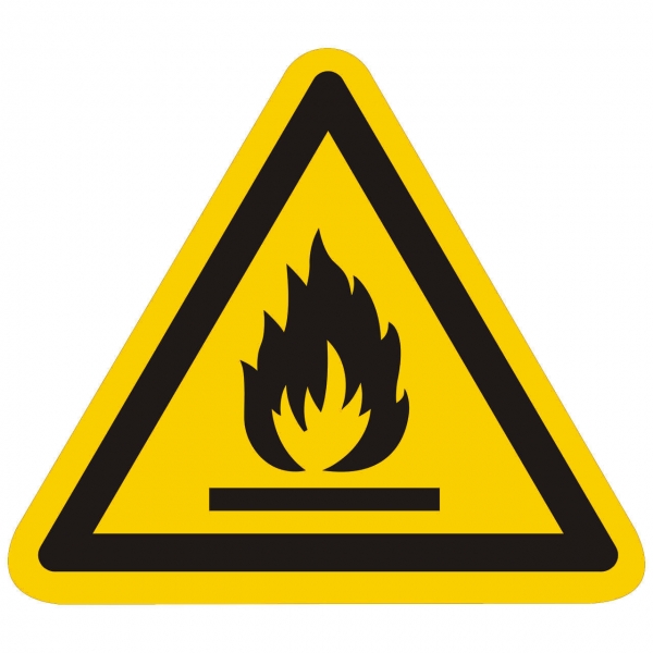 Warnzeichen Warnung vor feuergefährlichen Stoffen nach ISO 7010 (W021)