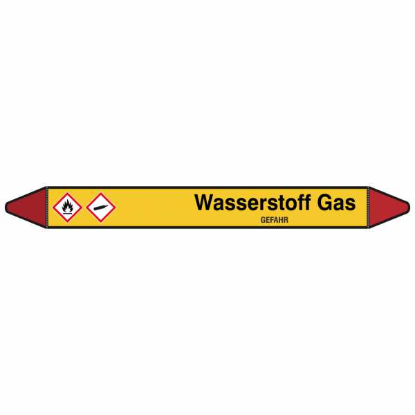 Brady Rohrmarkierer mit Text Wasserstoff Gas - GEFAHR