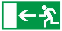 Rettungszeichen Rettungsweg links nach BGV A8 (E13)