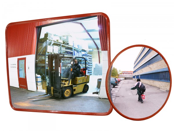 Universal Verkehrsspiegel mit rotem Rahmen