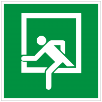 Rettungszeichen Notausstieg nach DIN 4844-2 / D-E019