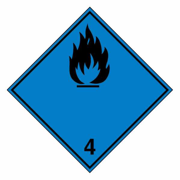 Gefahrzettel Stoffe die in Berührung mit Wasser entzündliche Gase entwickeln 4.3