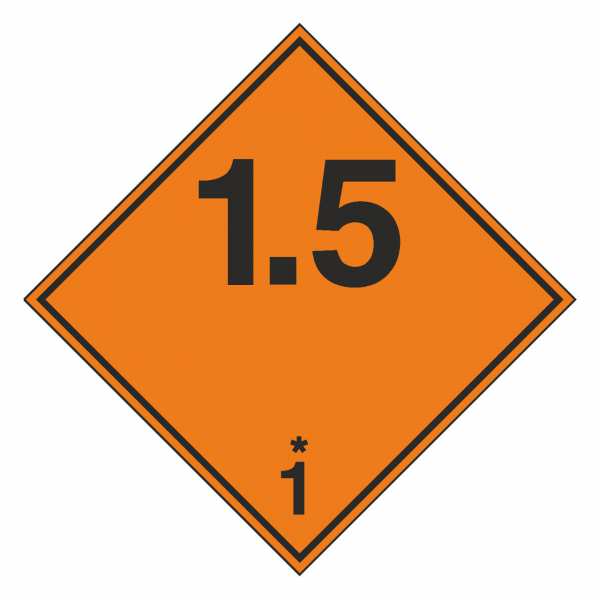 Gefahrzettel Explosive Stoffe und Gegenstände mit Explosivstoff Klasse 1.5