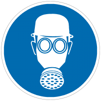 Gebotszeichen Atem- und Kopfschutz benutzen