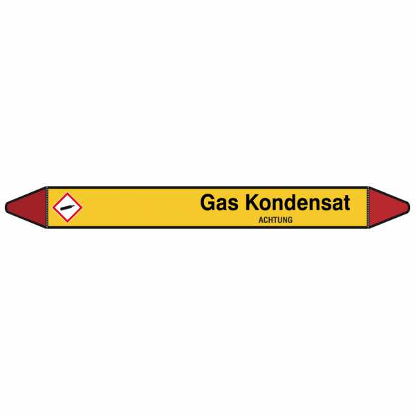 Brady Rohrmarkierer mit Text Gas Kondensat - ACHTUNG
