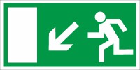 Rettungszeichen Rettungsweg links abwärts nach BGV A8 (E13)