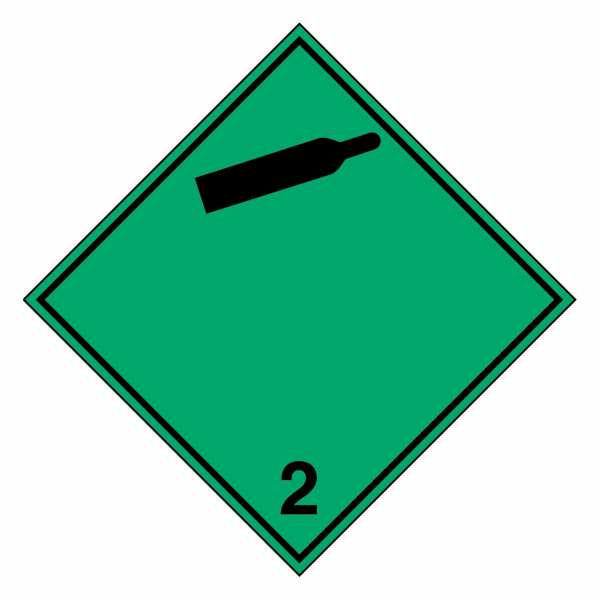 Gefahrzettel Nicht entzündbare, nicht giftige Gase (schwarze Gasflasche) Klasse 2.2