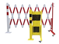 Scherengitter aus Stahl mit Rollen und Sperrpfosten