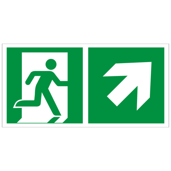 Rettungszeichen Rettungsweg rechts aufwärts nach ISO 7010 (E002) ASR A1.3
