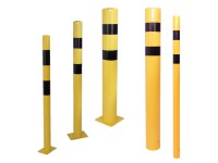TÜV geprüfter Rammschutzpoller in gelb - schwarz aus Stahl