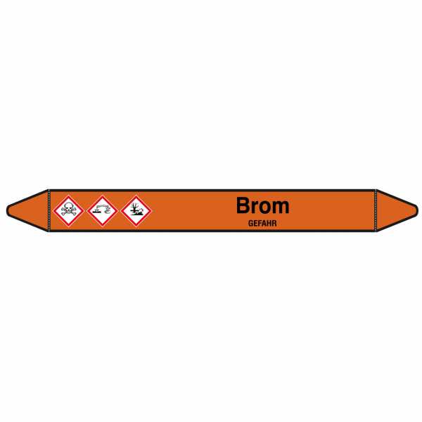 Brady Rohrmarkierer mit Text Brom - GEFAHR