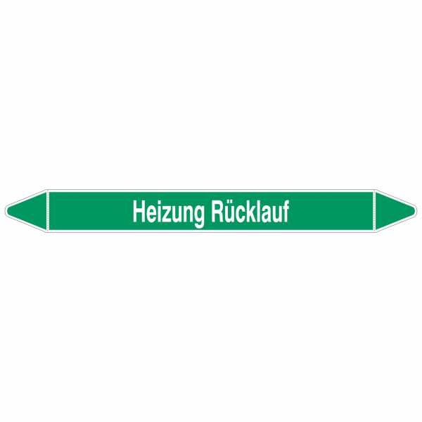 Brady Rohrmarkierer mit Text Heizung Rücklauf