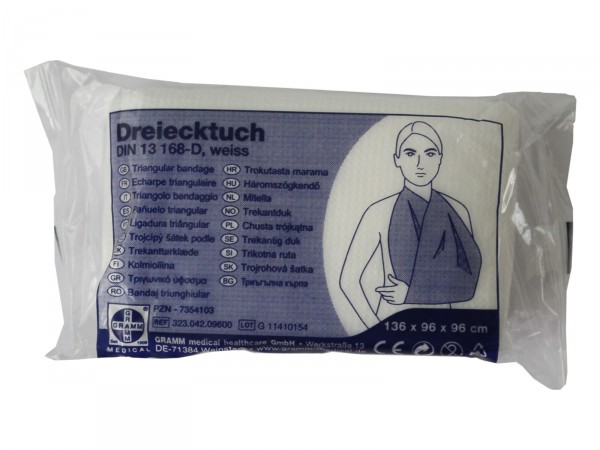 Dreieckstuch nach DIN 13168-D weiß, 136x96x96mm