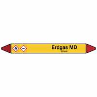 Brady Rohrmarkierer mit Text Erdgas MD - GEFAHR