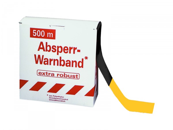 Absperrband in gelb-schwarz 500 m - robust
