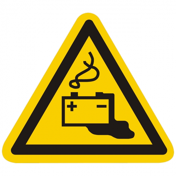 Warnzeichen Warnung vor Gefahren durch das Aufladen von Batterien