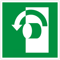 Rettungszeichen Öffnung durch Linksdrehung nach ISO 7010 (E018) / ASR A1.3