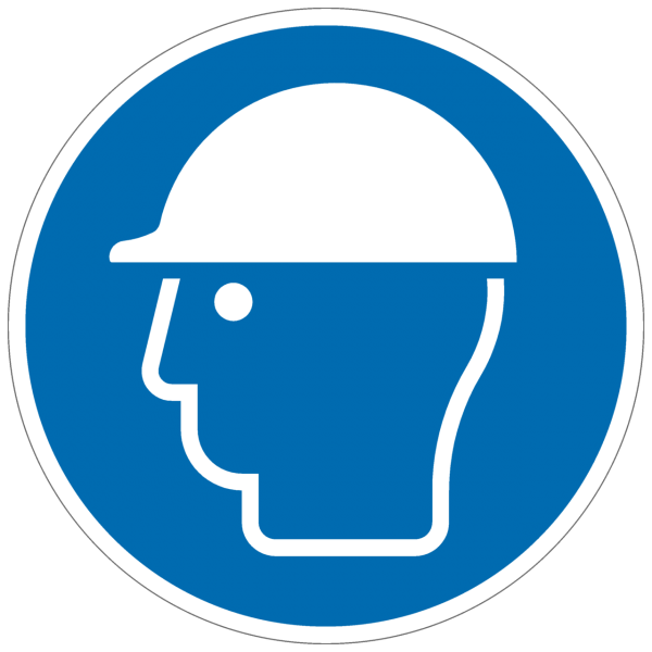 Gebotszeichen Kopfschutz benutzen nach ISO 7010 (M014)