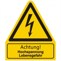 Kombischild Warnzeichen mit Text Achtung! Hochspannung Lebensgefahr
