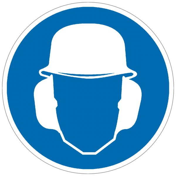 Gebotszeichen Gehör- und Kopfschutz benutzen