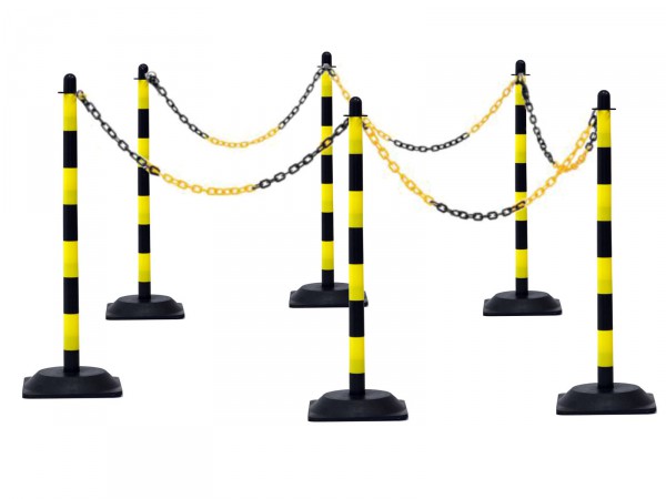 Kettenpfosten-Set aus Kunststoff gelb-schwarz