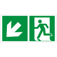 Rettungszeichen Rettungsweg links abwärts nach ISO 7010 (E001) ASR A1.3