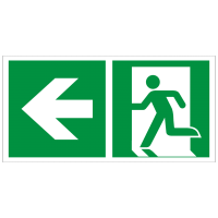 Rettungszeichen Rettungsweg - Notausgang links nach ISO 7010 (E001) / ASR A1.3