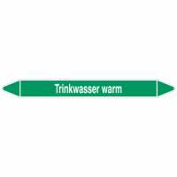 Brady Rohrmarkierer mit Text Trinkwasser warm