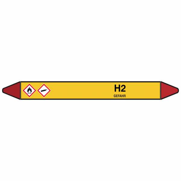Brady Rohrmarkierer mit Text H2 - GEFAHR
